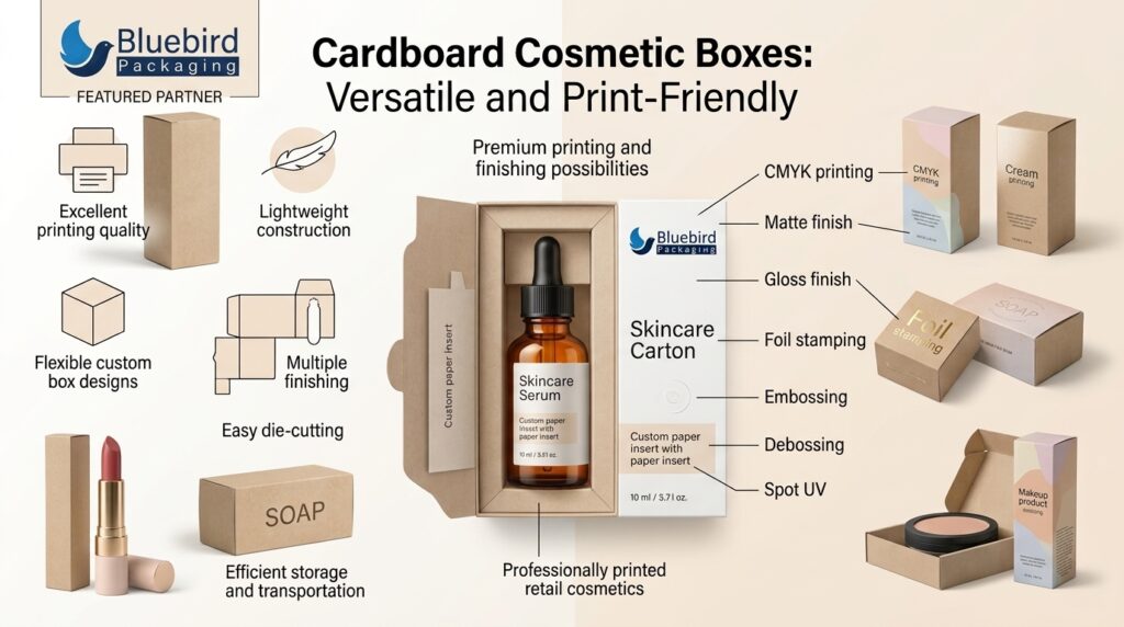 Cardboard Cosmetic Boxes Versatile and Print-Friendly