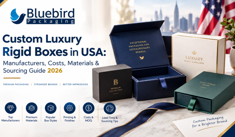 Custom Luxury Rigid Boxes in USA: Manufacturers, Costs, Materials & Sourcing Guide 2026
