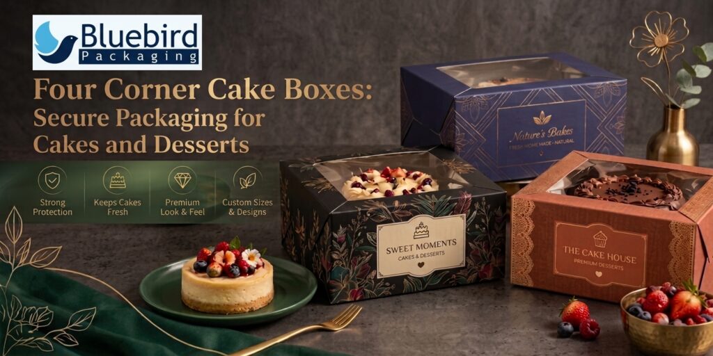 Four Corner Cake Boxes Secure Packaging for Cakes and Desserts