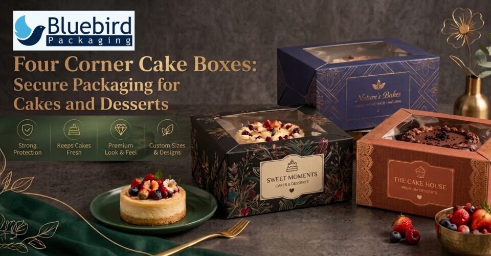 Four Corner Cake Boxes Secure Packaging for Cakes and Desserts