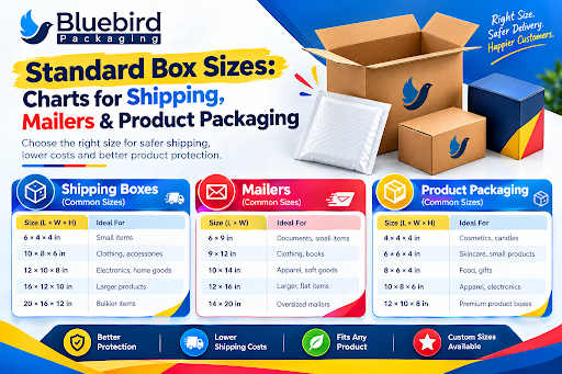 Standard Box Sizes: Charts for Shipping, Mailers & Product Packaging