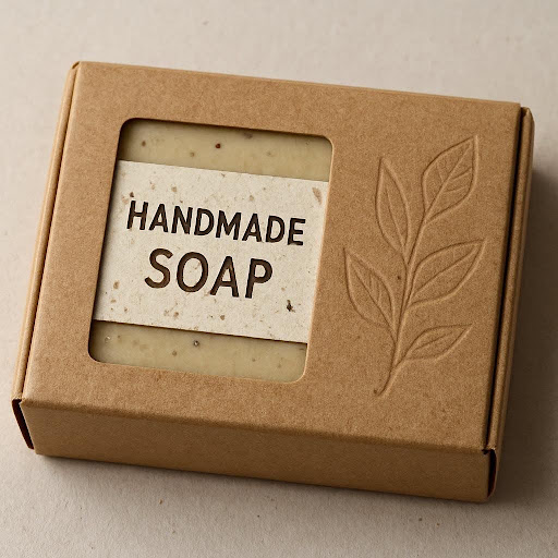 Kraft and cardboard bar soap boxes compared side by side
