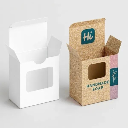 Natural kraft paperboard compared with smooth coated paperboard for soap packaging
