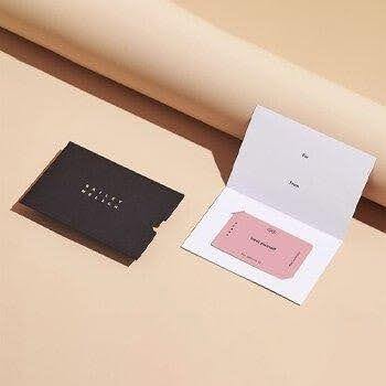 Custom printed paperboard sleeves for gift cards and membership cards